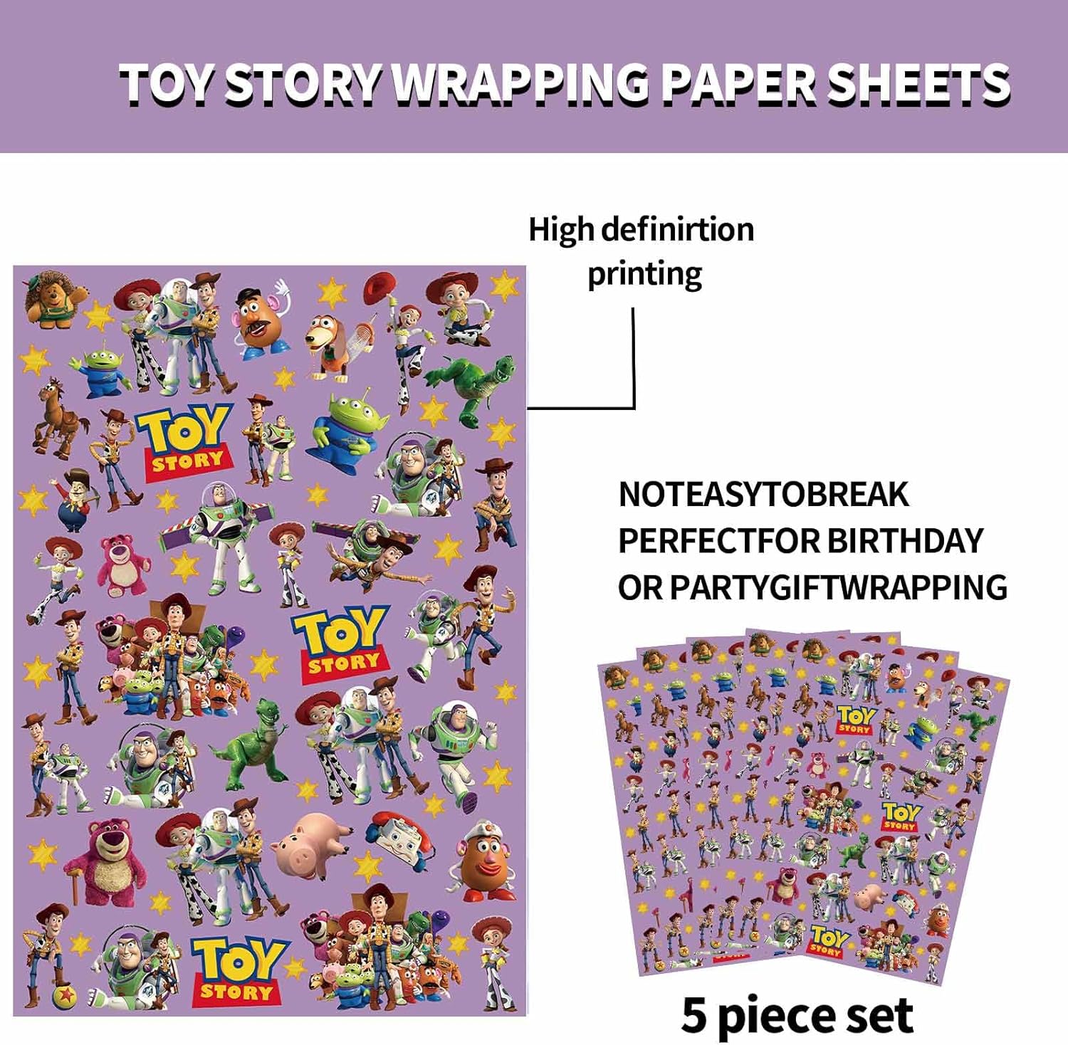 5 Pcs Toy Wrapping Paper 20x30" - Gallery 9