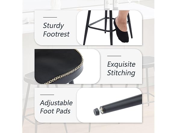 FIRAVOE Counter Stools Set of 3, Modern 24 inch Counter Height(Open Box)