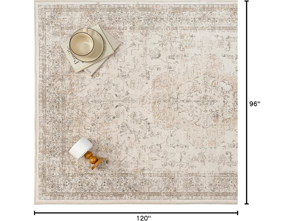 PureCozy Vintage Oriental Beige Area Rug 8'x10'