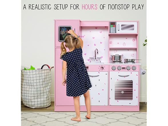 Kitchen set pink cookie backsplash