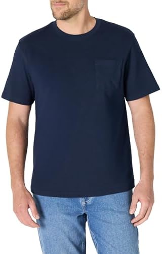 Amazon Essentials Men's Relaxed-Fit Heavyweight Cotton Pocket T-Shirt, Navy, XX-Large