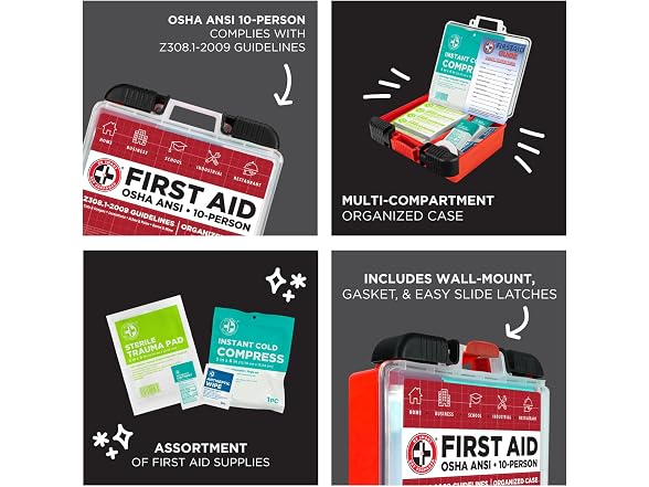 Be Smart Get Prepared OSHA ANSI First Aid Kit 10
