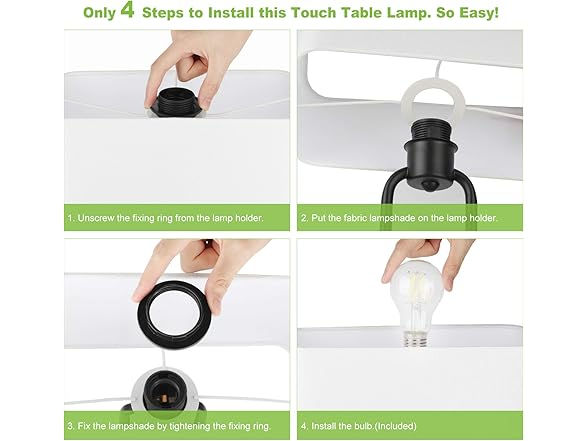 Lakumu Bedside Touch Control Table Lamp White