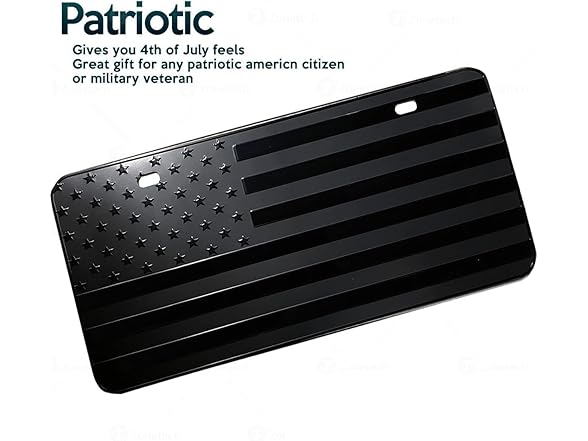 Zone Tech Monochrome USA Flag License, 2 Pack
