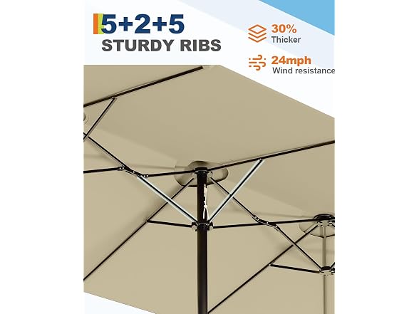 GarveeLife 15 ft Large Patio Umbrella with Base Included