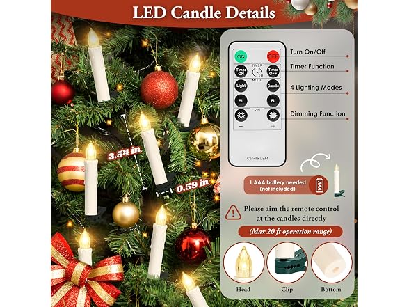 Brightever 30 PCS Flameless LED Taper