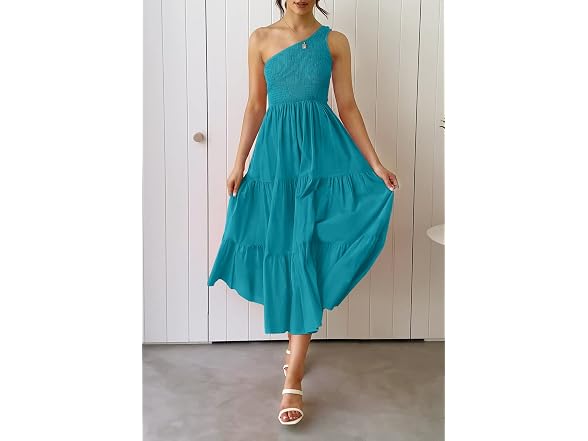 Zcsia Women (S) Summer Boho One Shoulder Dress