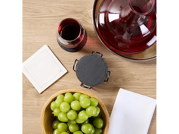 Restaurantware Round Slate Coasters Set 