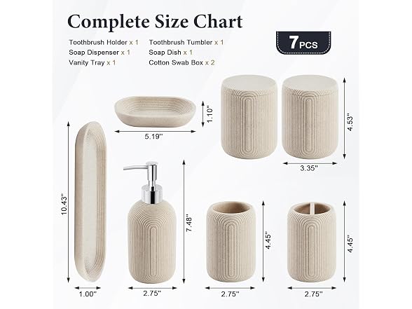 Z ZONAMA 7 Piece Bathroom Accessories Set