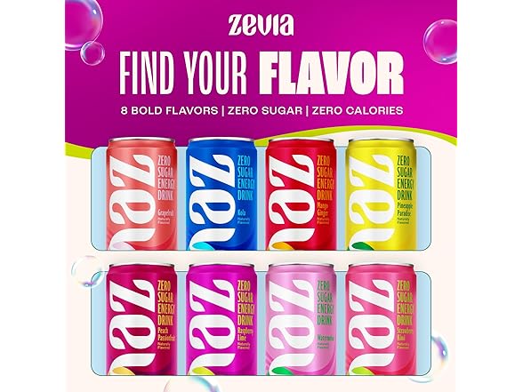 12PK Zevia Zero Sugar Energy Drink, Fruity Fuel