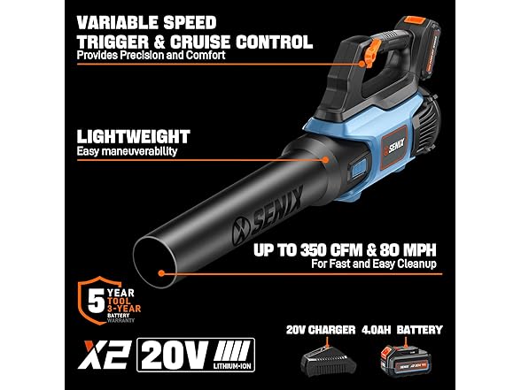 4.0Ah SENIX Battery Leaf Blower