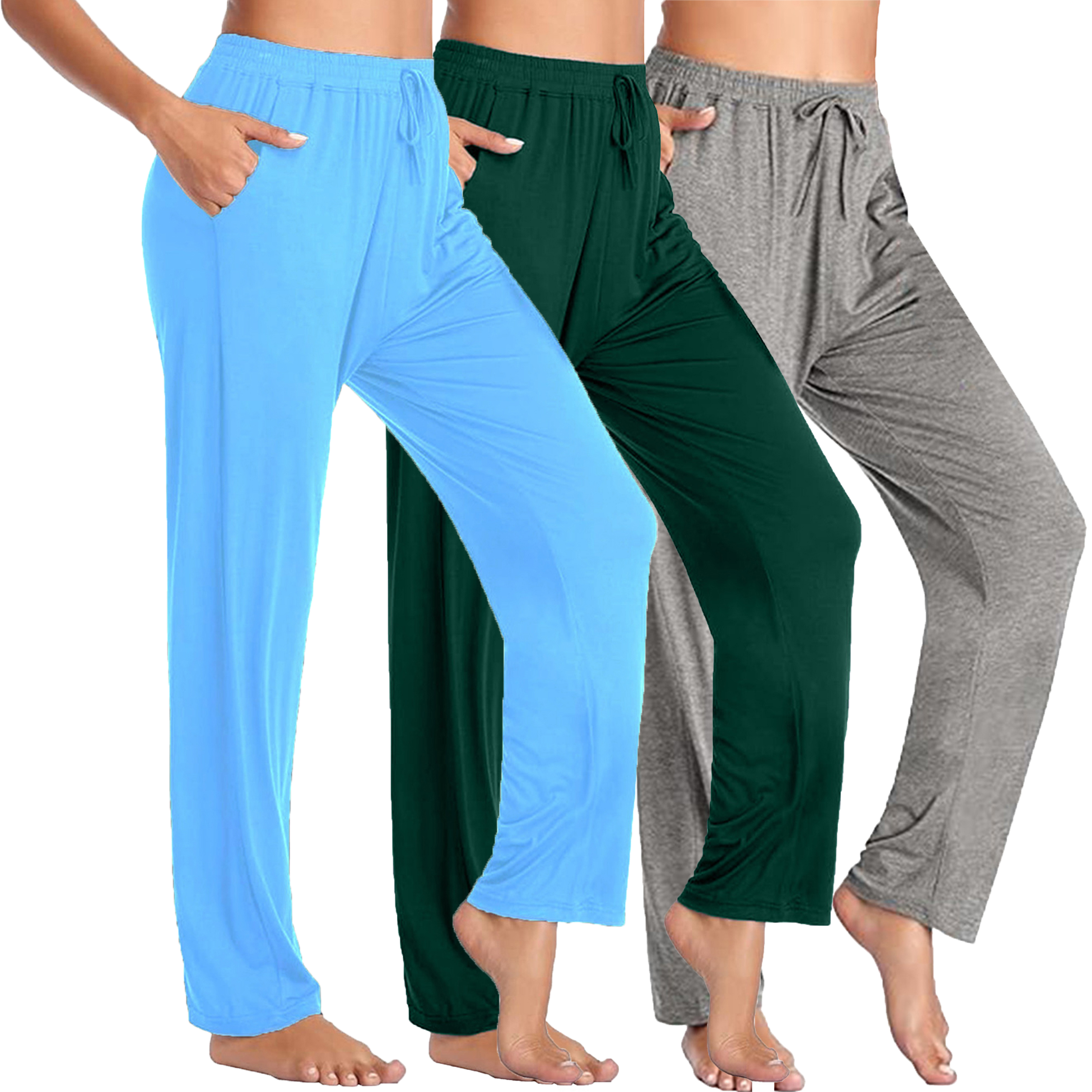 3Pk Womens Loose Fit Lounge Pants - Gallery 13