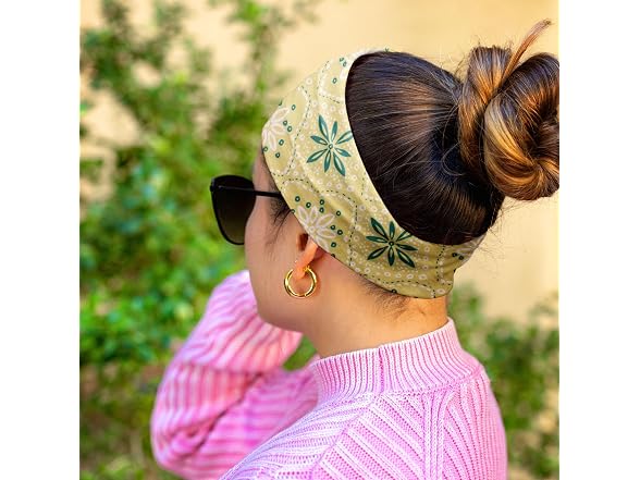 Karma Wide Fabric Headband Teal Floral