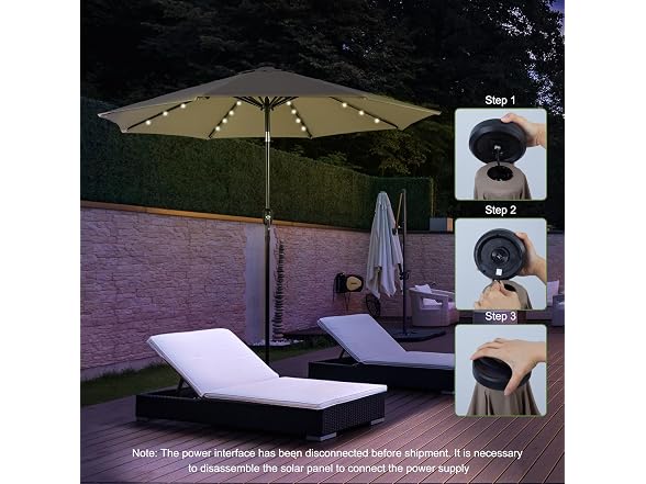 Backyard Expressions 9FT Solar Patio Umbrella Desert Taupe