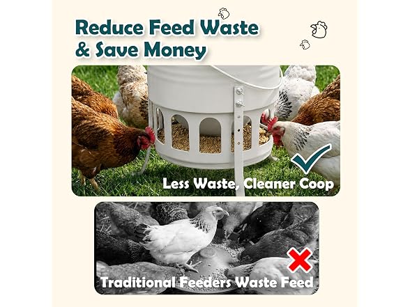Kingump Metal Chicken Feeder No Waste