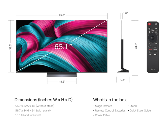 (NEW) LG 65" C5 4K OLED evo AI 4K Smart TV - 2025 Model