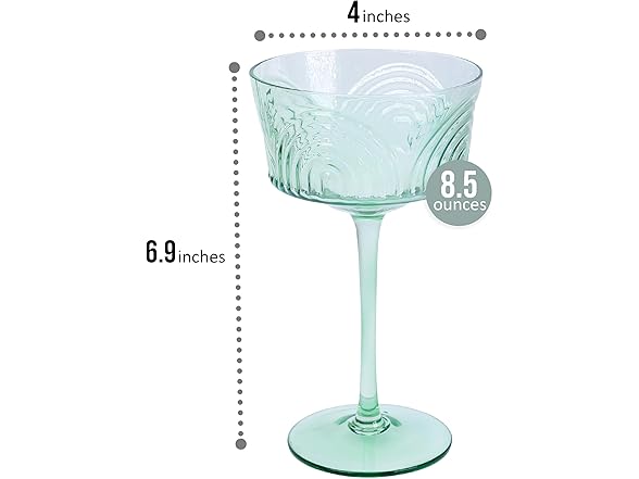 Handmade Colorful Coupe Glasses Set of 6
