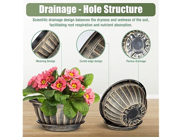 NIKONIKO 6 Pack 12 inch Flower pots