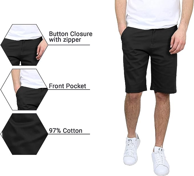 3Pk Mens Cotton Stretch Chino Shorts (30-42) - Gallery 11