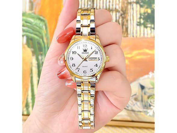 OLEVS Women’s Day Date Steel Watch- Silver