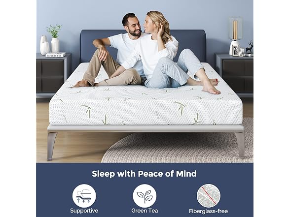 10" Queen Memory Foam Mattress, Bamboo
