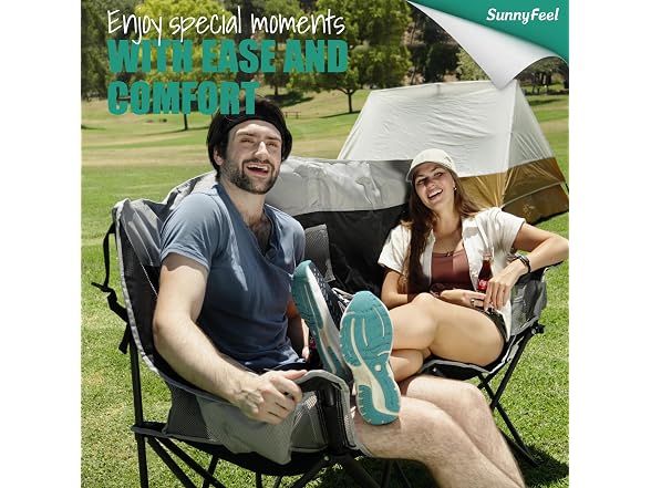 SUNNYFEEL Grey-Blue Loveseat Camping Chair
