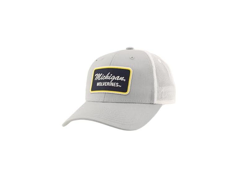 ZHATS Standard NCAA Officially Licensed Snapback Hat Big Rig Patch Gray Brick, Grey, ,Michigan Wolverines