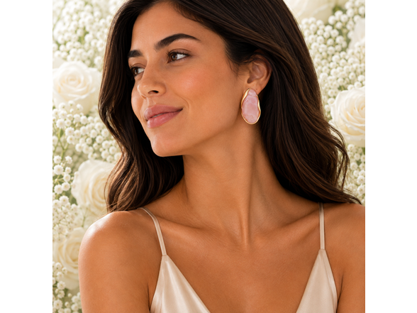 18K Gold Pink Resin Stud Earrings