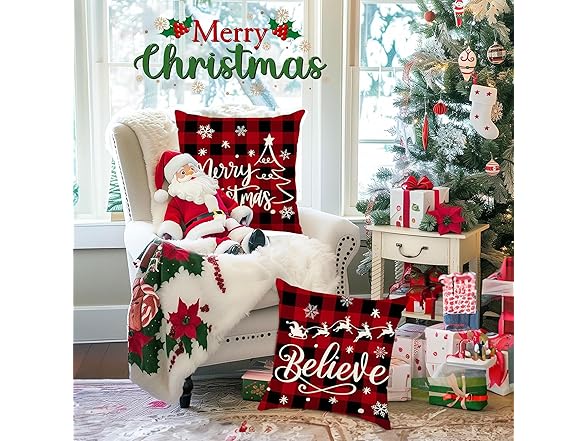 Meifannao Christmas Pillow Covers 18x18