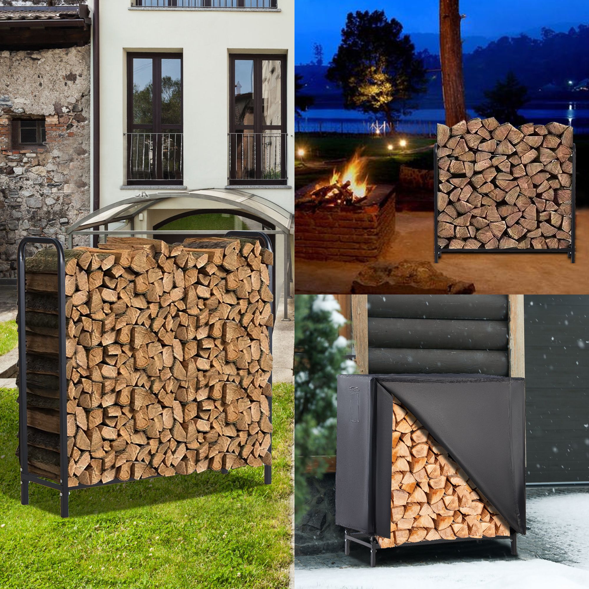 Outdoor Firewood Rack with Cover 4ft - Gallery 15
