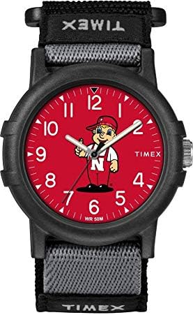 Timex Unisex Collegiate Recruit 38mm Watch – Nebraska Cornhuskers with Black Fabric Strap