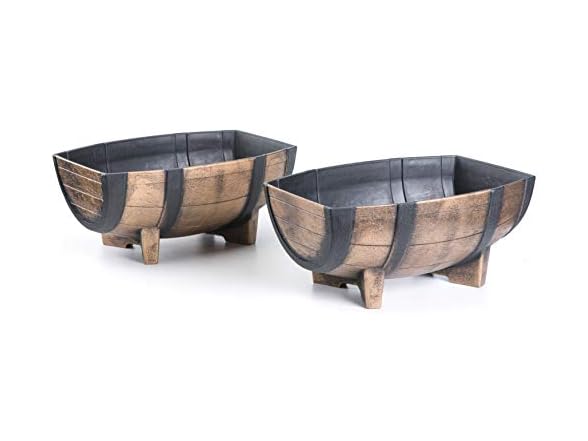 Gardenised 2-Piece Rectangular Half Barrel Flower Pots