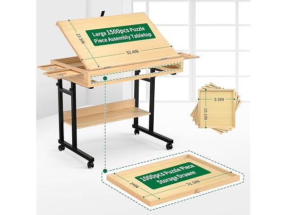 QDKGH Puzzle Table with Drawers