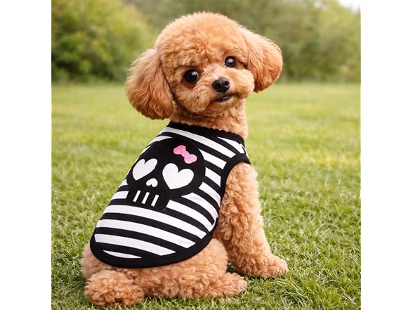 Petitebella Black Skull Face Puppy Dog Shirt