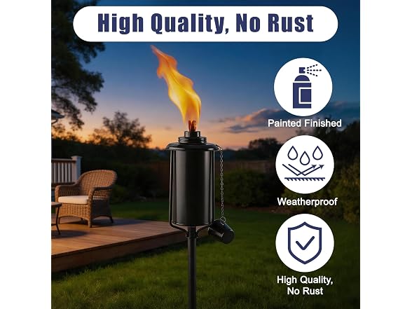 Takaouiu GAR-96 Metal Garden Torches, 6 Pack, 61in