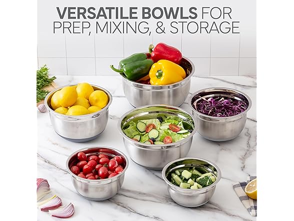 12 Pc Mixing Bowls with Lids Gray