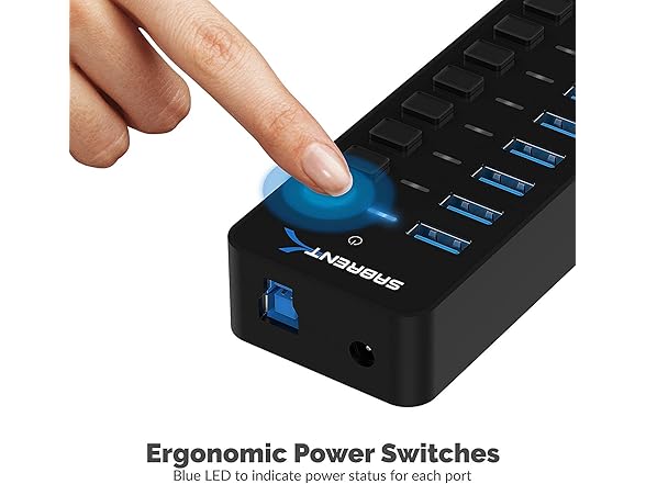 SABRENT 10-Port USB 3.0 Hub 60W Powered