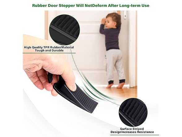 Door Stoppers 4Pk Rubber Wedge Black
