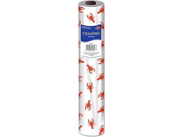 Beistle Crawfish Table Roll, Red & White Plastic Tablecloth