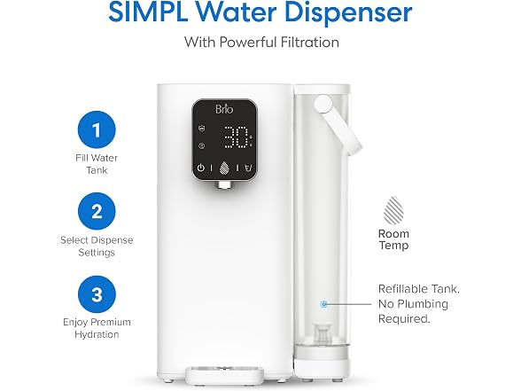 Brio SIMPL W2 Countertop Water Dispenser w/Refillable 2.5L Water Tank