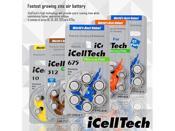 60 iCellTech Hearing Aid Batteries Size 10