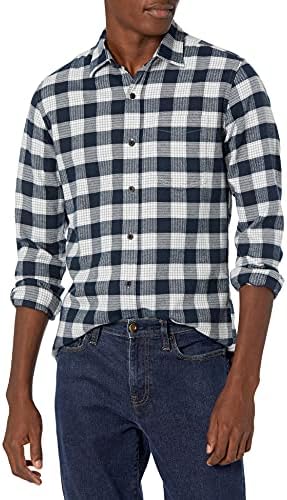 Amazon Essentials Men's Long-Sleeve Flannel Shirt, Navy Plaid, X-Large