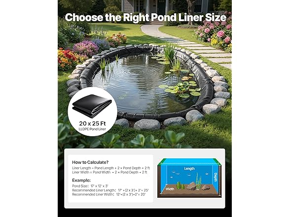 VEVOR LLDPE Pond Liner 20x25 ft
