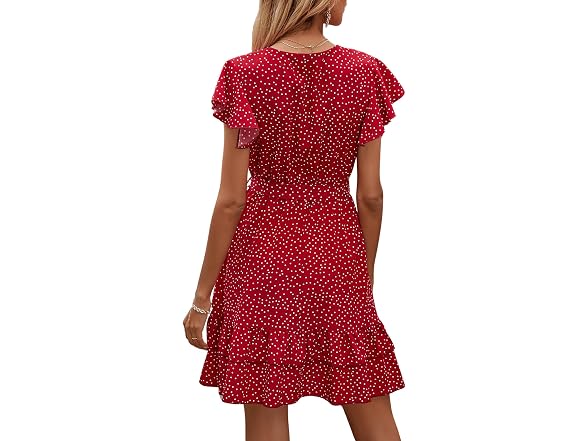 Floerns Women (M) Summer Polka Dots V Neck Dress