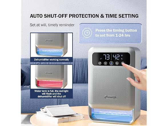 Frizzlife Air Dehumidifier with 35oz Water Tank