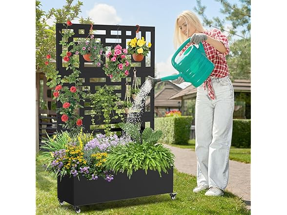 Baotree Metal Planter Box with Trellis