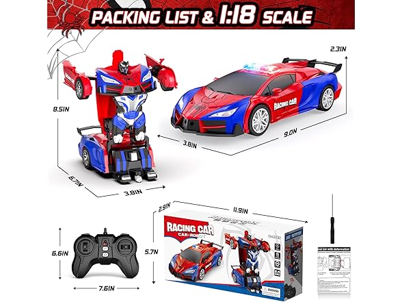 CEGOUFUN Remote Control Car with One Button Transformation