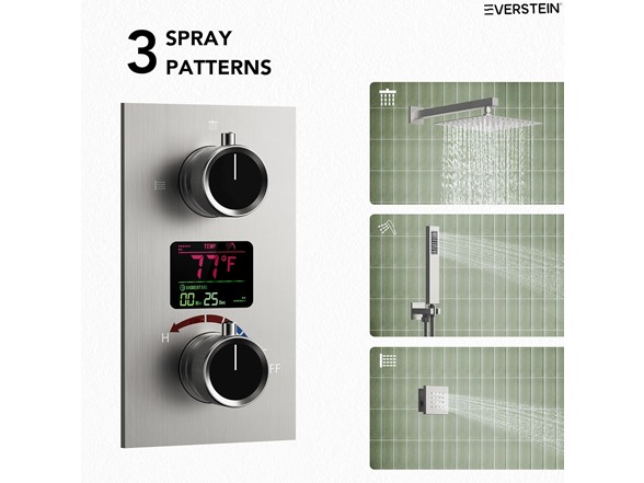 EVERSTEIN SFS-1014-NK12 12" Brushed Nickel Shower System