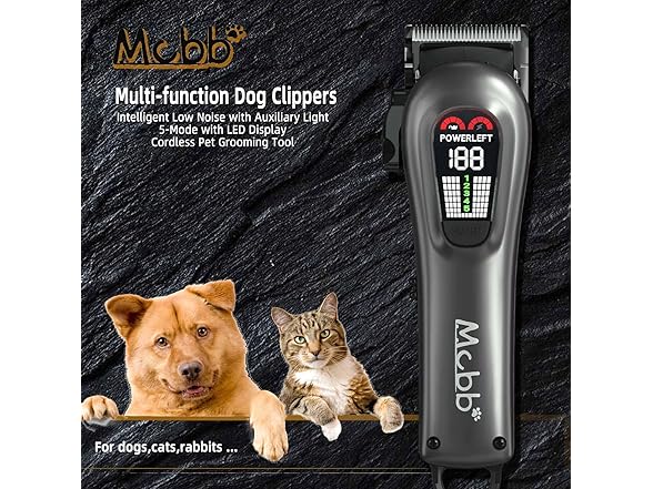 MCBB Dog Clippers - Low Noise, 5-Mode
