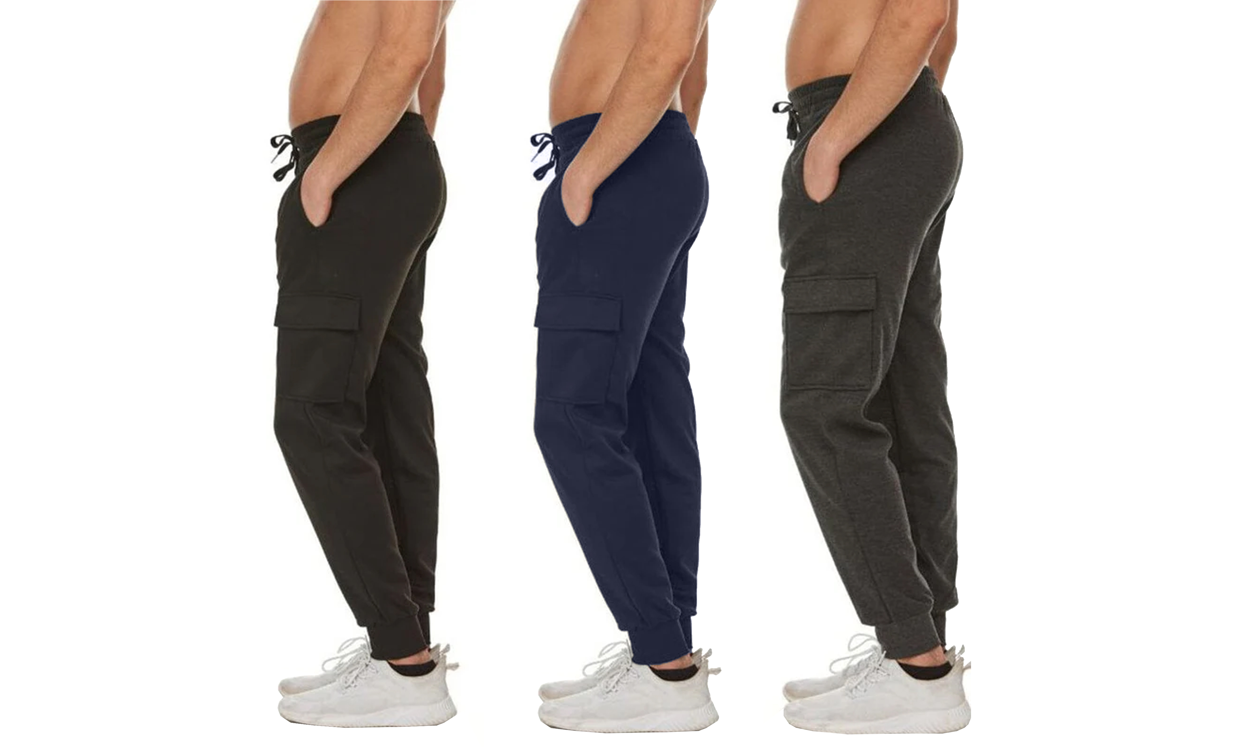 3Pk Men's Fleece-Lined Cargo Joggers - Gallery 10
